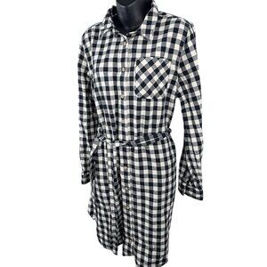 Duluth Co Black White Checkered Flannel Folklore Shirt Midi Dress Women’s L FALL